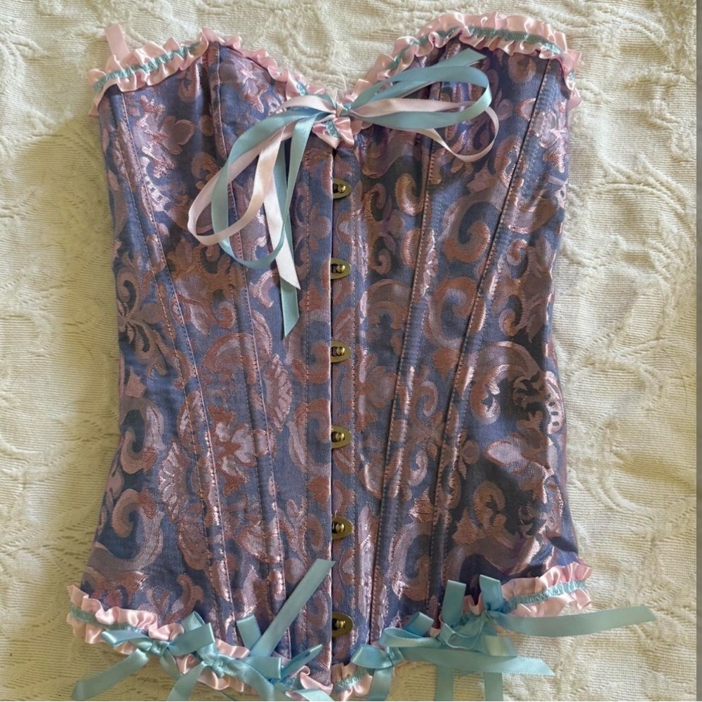 Floral Corset with Pink and Blue Accents